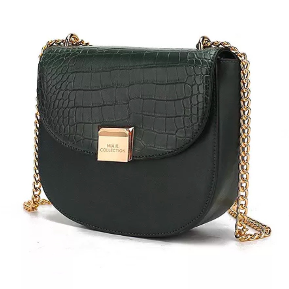 MKF Collection - Forrest Green Brooklyn Crocodile Embossed Shoulder Bag